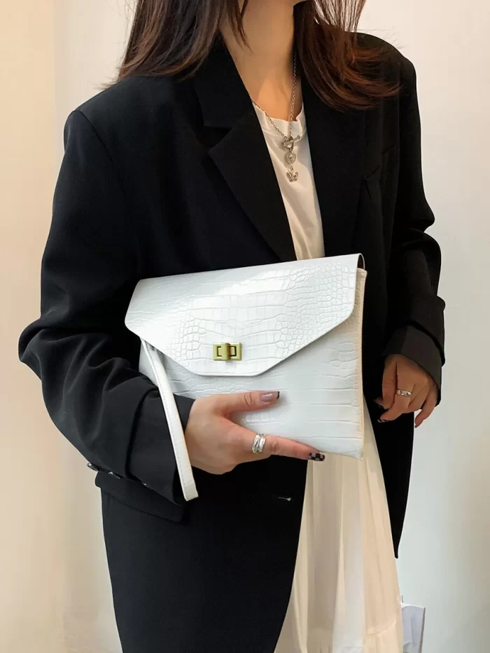 Snakeskin Pattern Flap Clutch Bag - Image 6