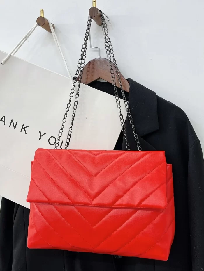 Chevron Flap Shoulder Tote Bag