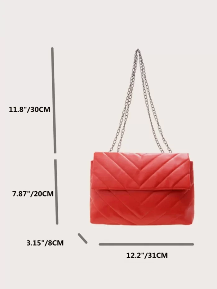 Chevron Flap Shoulder Tote Bag - Image 2