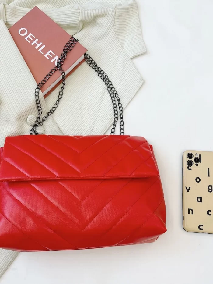Chevron Flap Shoulder Tote Bag - Image 7