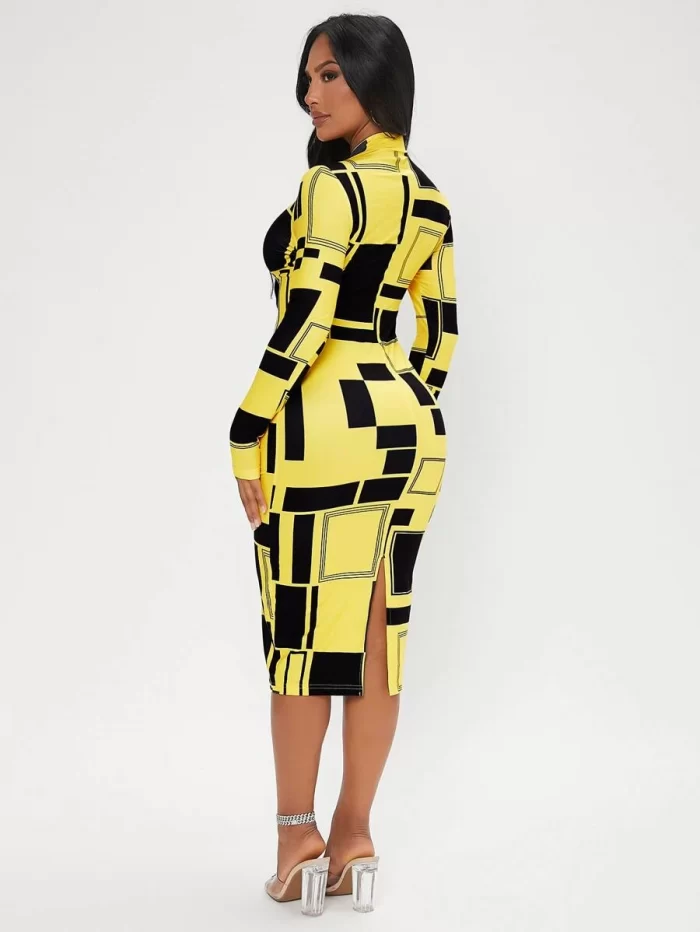 SHEIN SXY Geo Print Mock Neck Bodycon Dress - Image 2