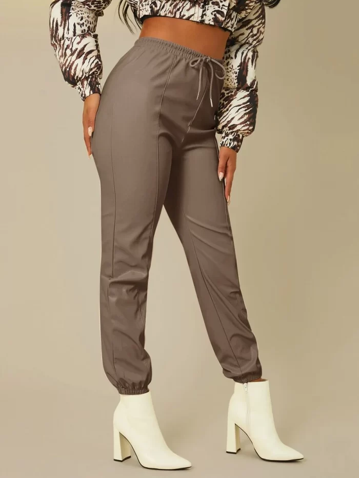 SHEIN Drawstring Waist PU Leather Pants
