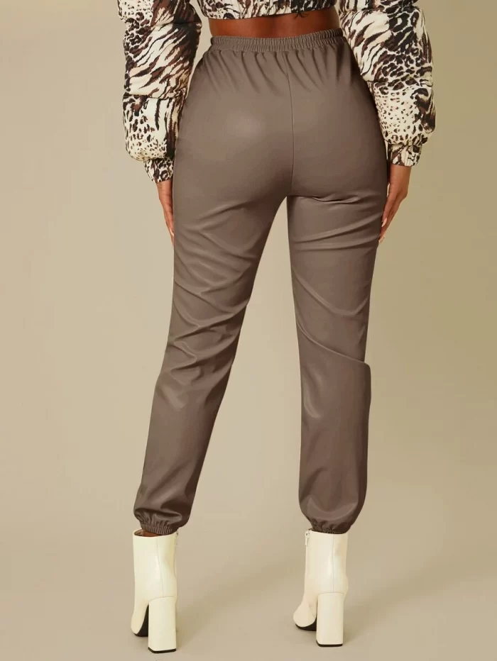 SHEIN Drawstring Waist PU Leather Pants - Image 2