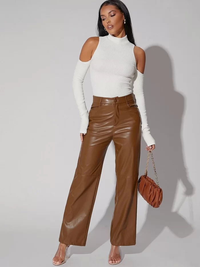 SHEIN Mock Neck Cold Shoulder Slim Tee - Image 5