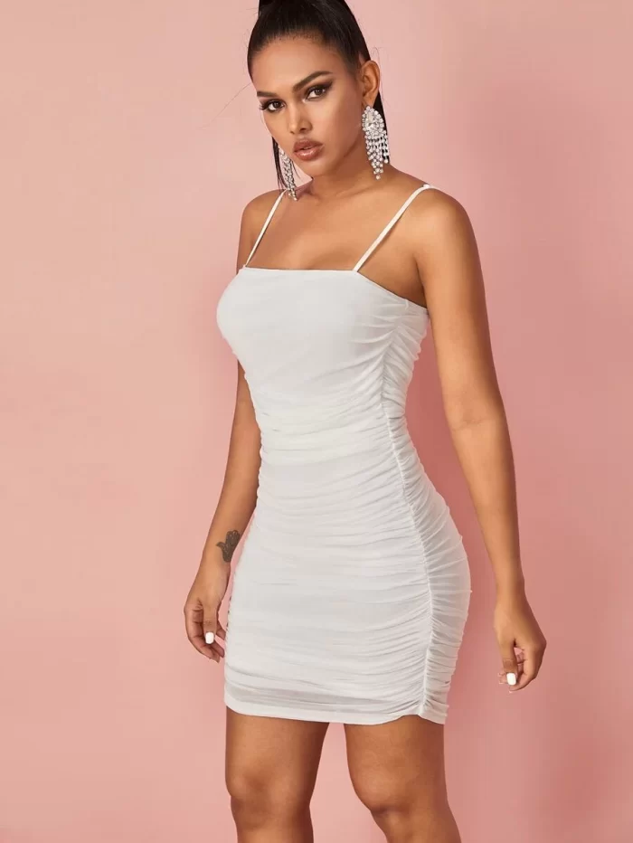SHEIN Ruched Mesh Bodycon Mini Dress - Image 4