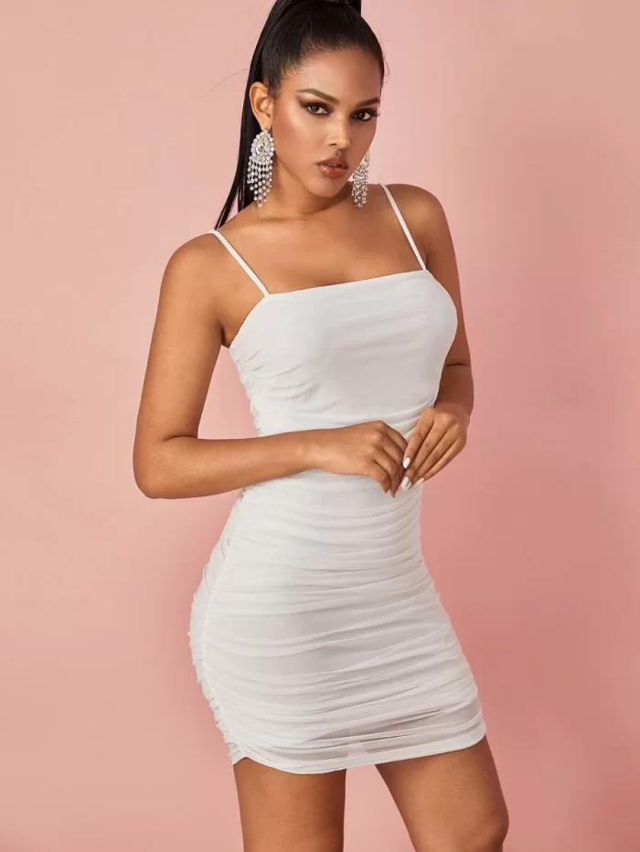 SHEIN Ruched Mesh Bodycon Mini Dress - Image 5