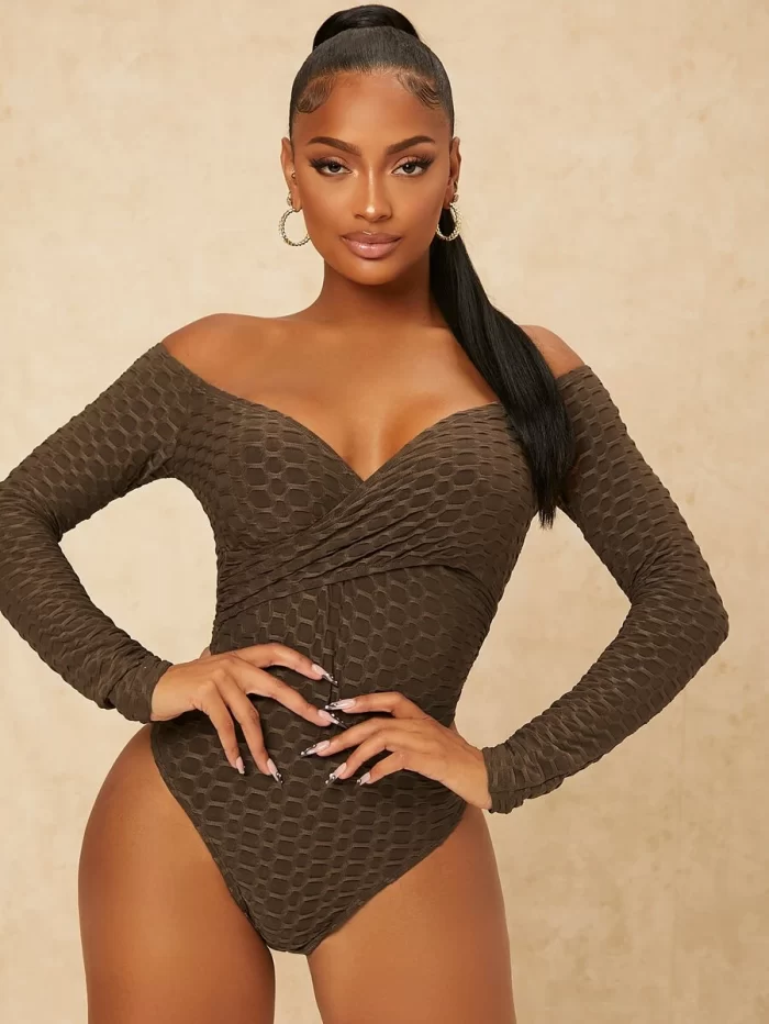 SHEIN SXY Off Shoulder Honeycomb Textured Bodysuit - Image 3