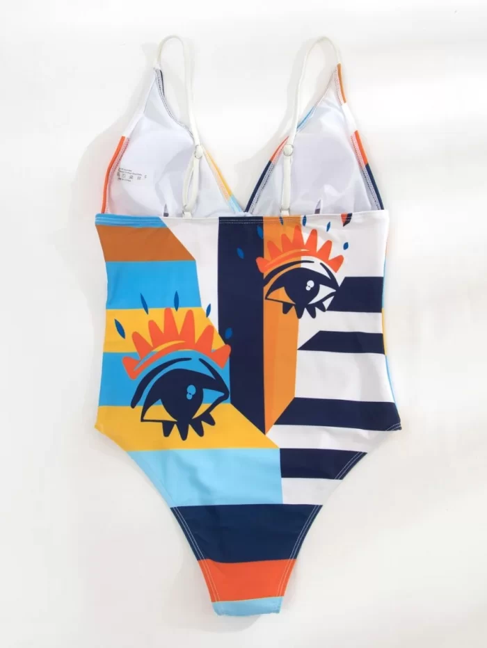 EMERY ROSE Geo & Eyes Print One Piece Swimsuit - Image 2