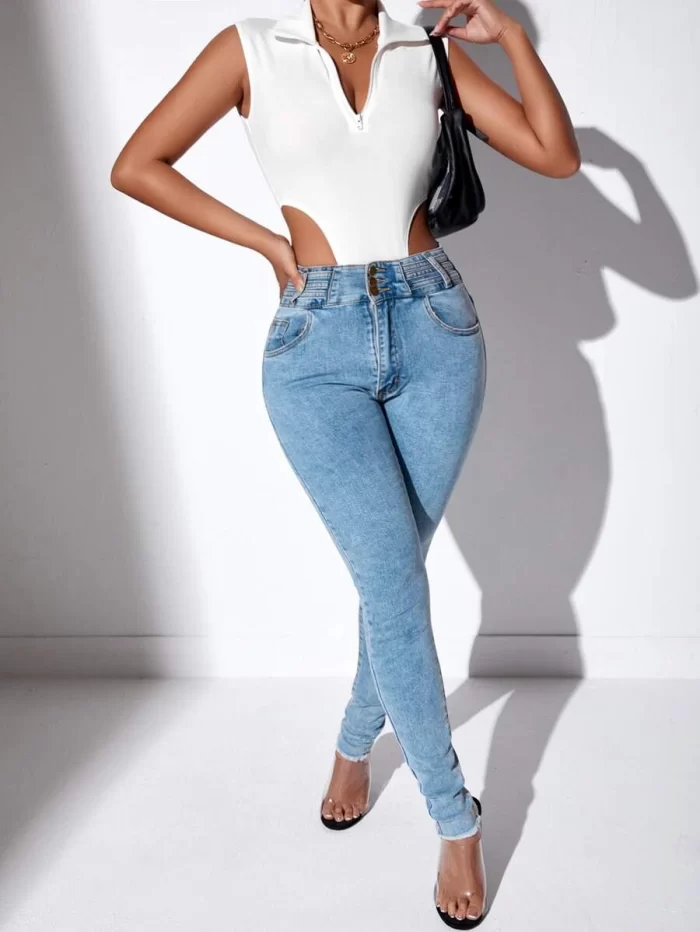 Zip Half High Cut Tank Bodysuit - Image 3