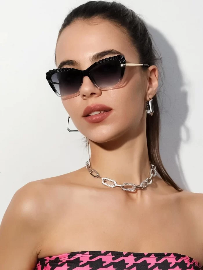 Color Block Frame Fashion Glasses