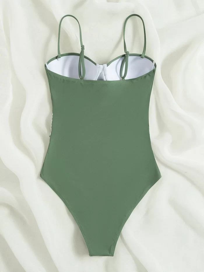 Contrast Mesh One Piece Swimsuit - Image 3