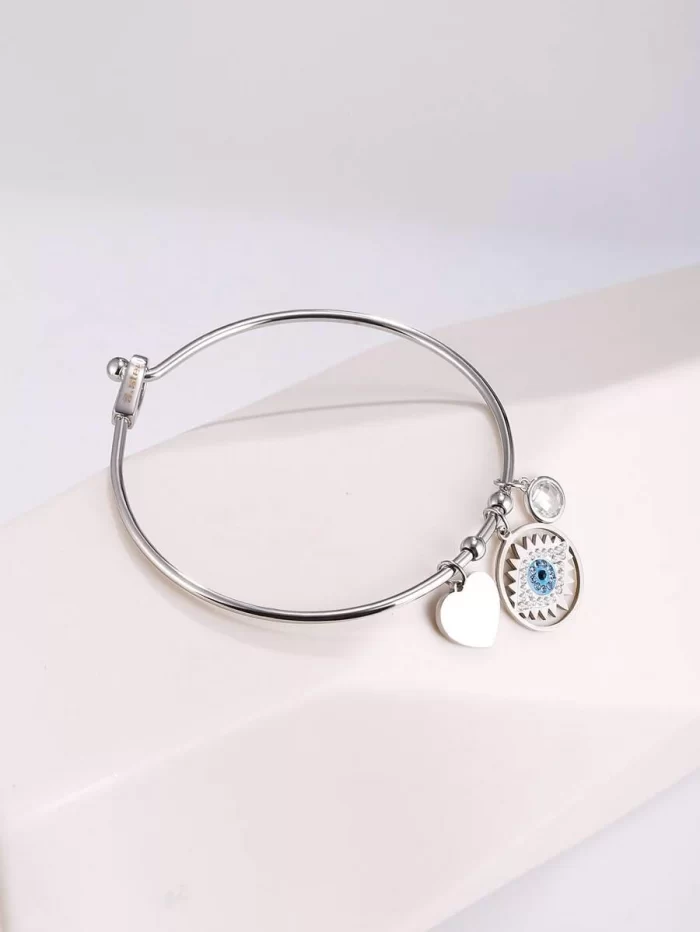 Heart & Eye Charm Bangle