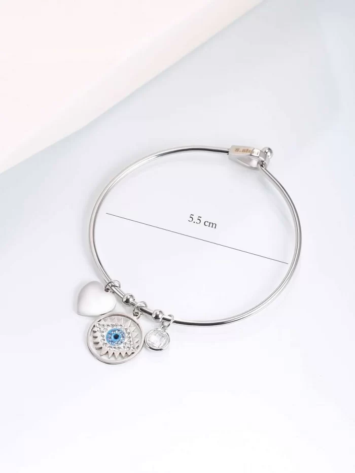 Heart & Eye Charm Bangle - Image 3
