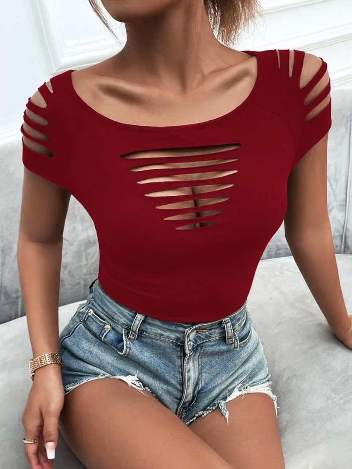 Ladder Cut Solid Tee