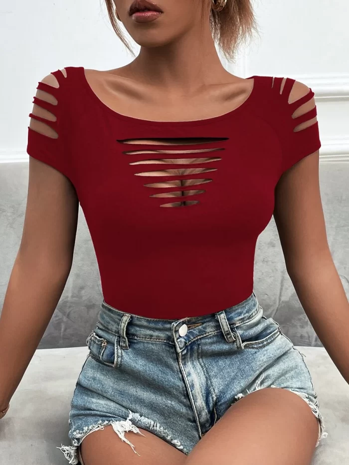 Ladder Cut Solid Tee - Image 3