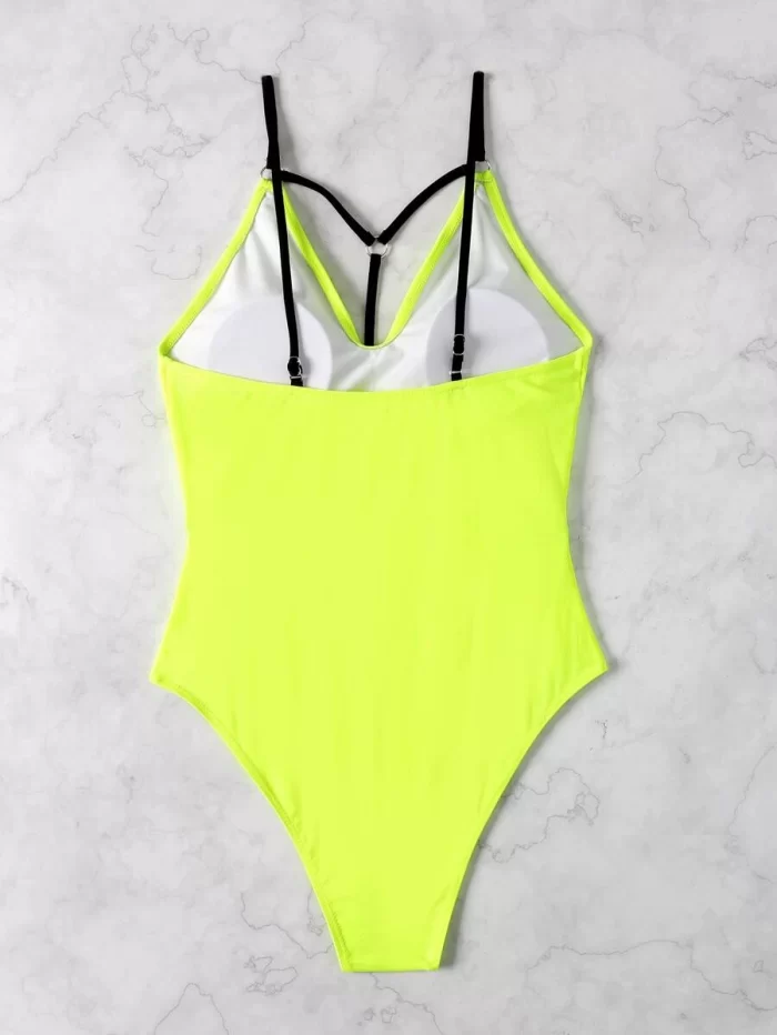 Neon Lime Harness One Piece Swimsuit - Image 6