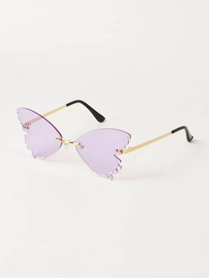 Rhinestone Butterfly Shaped Lens Fashion Glasses - Image 2