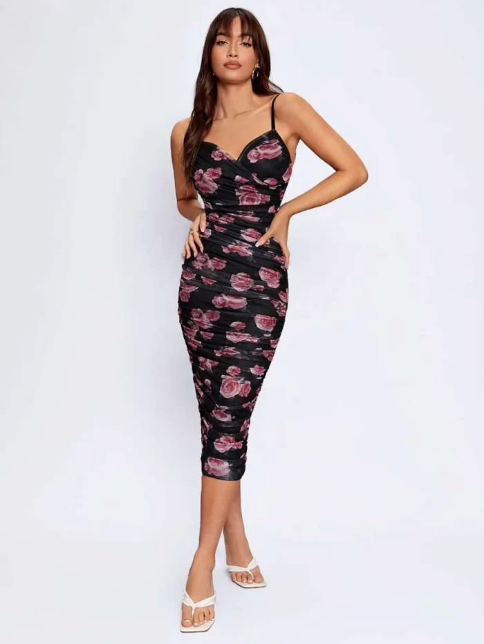 SHEIN Allover Floral Ruched Cami Dress - Image 5