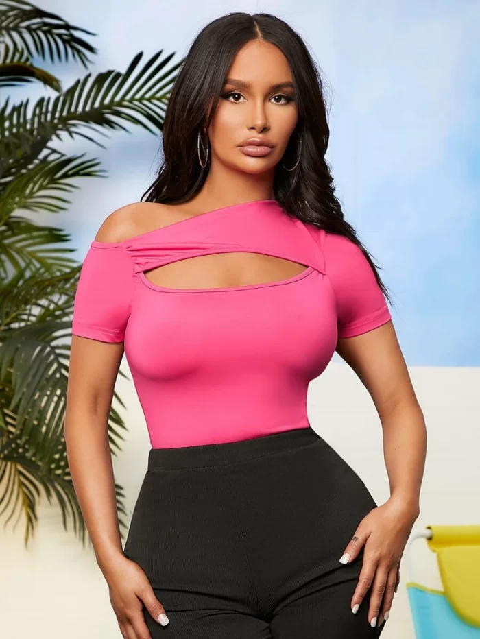 SHEIN SXY Asymmetrical Neck Cut Out Tee