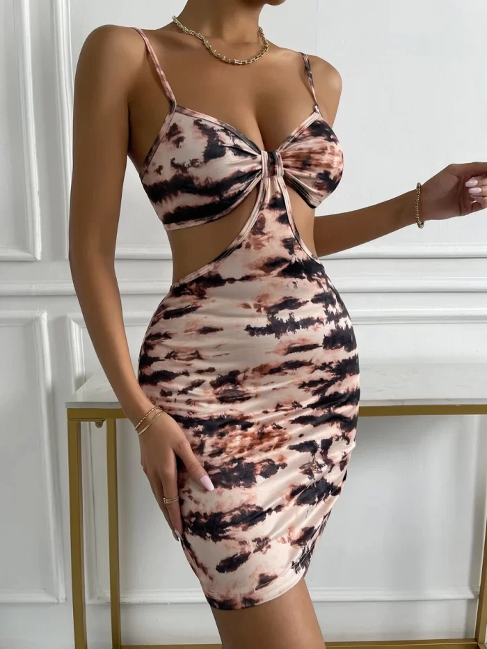 Tie Dye Cut Out Bodycon Dress - Image 6