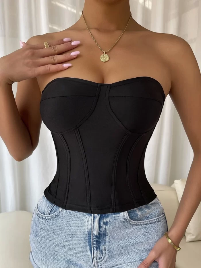 Solid Top Stitching Tube Top