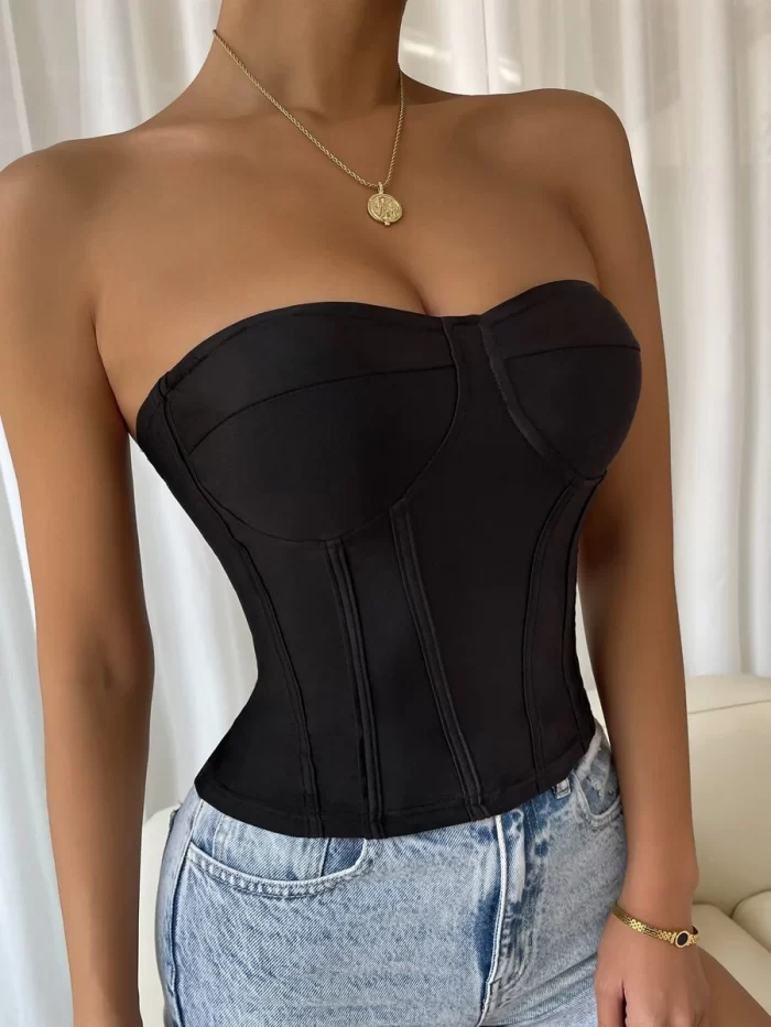Solid Top Stitching Tube Top - Image 3