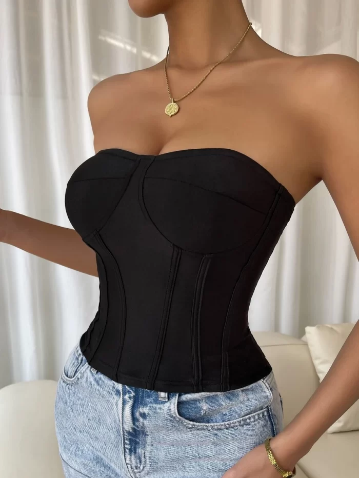 Solid Top Stitching Tube Top - Image 4