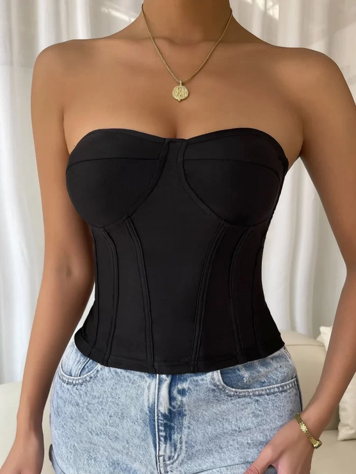 Solid Top Stitching Tube Top - Image 5
