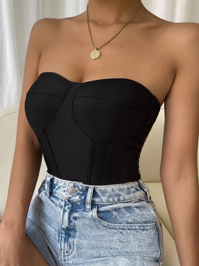 Solid Top Stitching Tube Top - Image 6