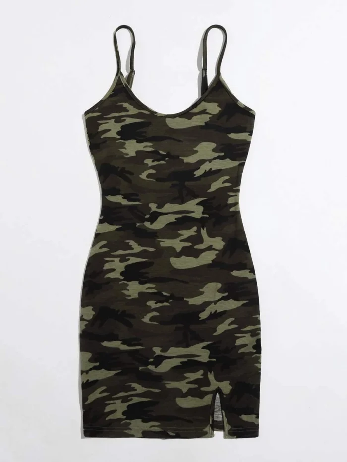 SHEIN Split Hem Camo Bodycon Dress - Image 5