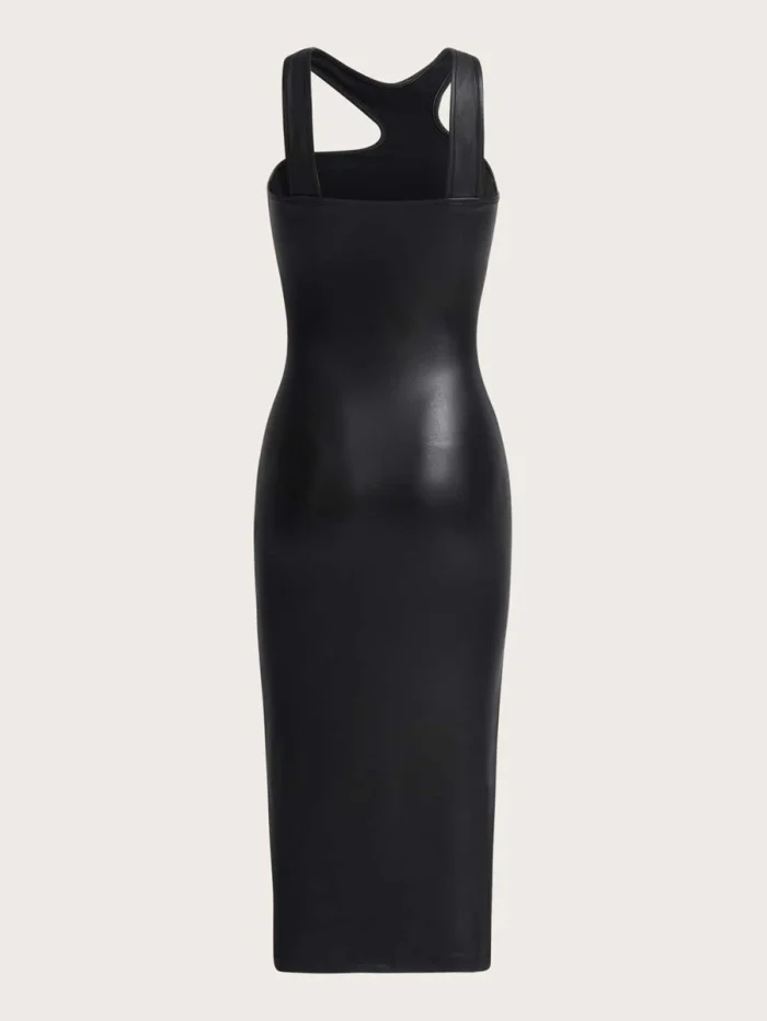 SHEIN ICON Split Thigh PU Leather Halter Dress - Image 4
