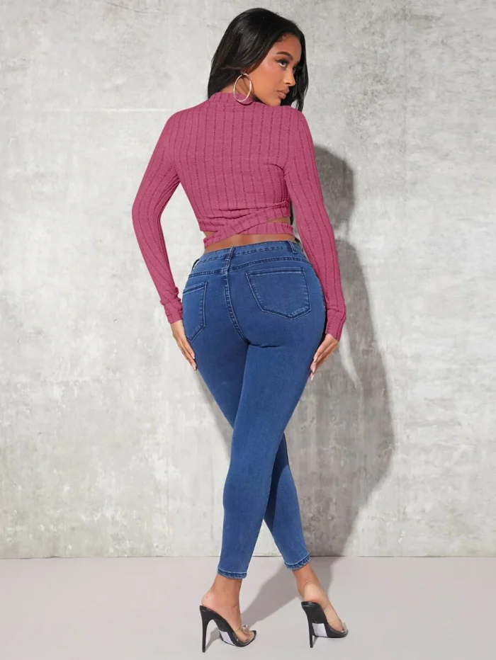 SHEIN SXY Crisscross Hem Crop Tee - Image 2