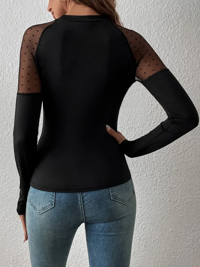 Contrast Dobby Mesh Raglan Sleeve Tee - Image 2