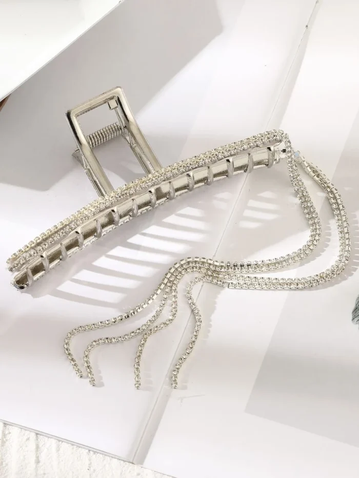 Rhinestone Fringe Decor Hair Claw - Image 2