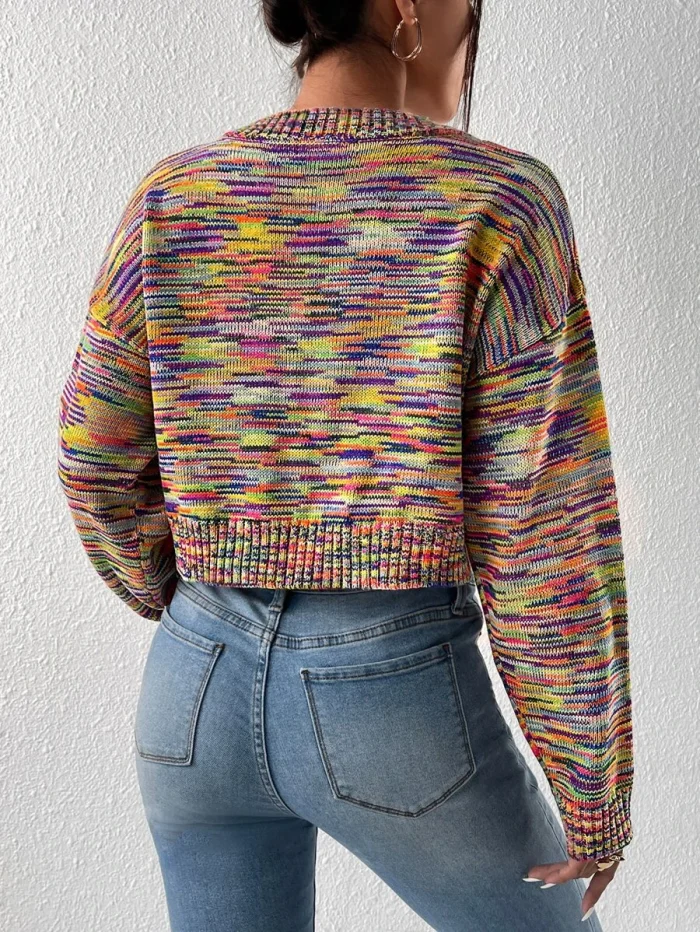 SHEIN EZwear Space Dye Drop Shoulder Sweater - Image 2