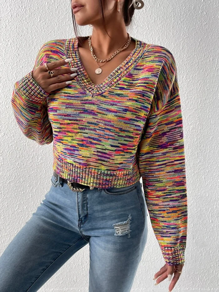 SHEIN EZwear Space Dye Drop Shoulder Sweater - Image 3