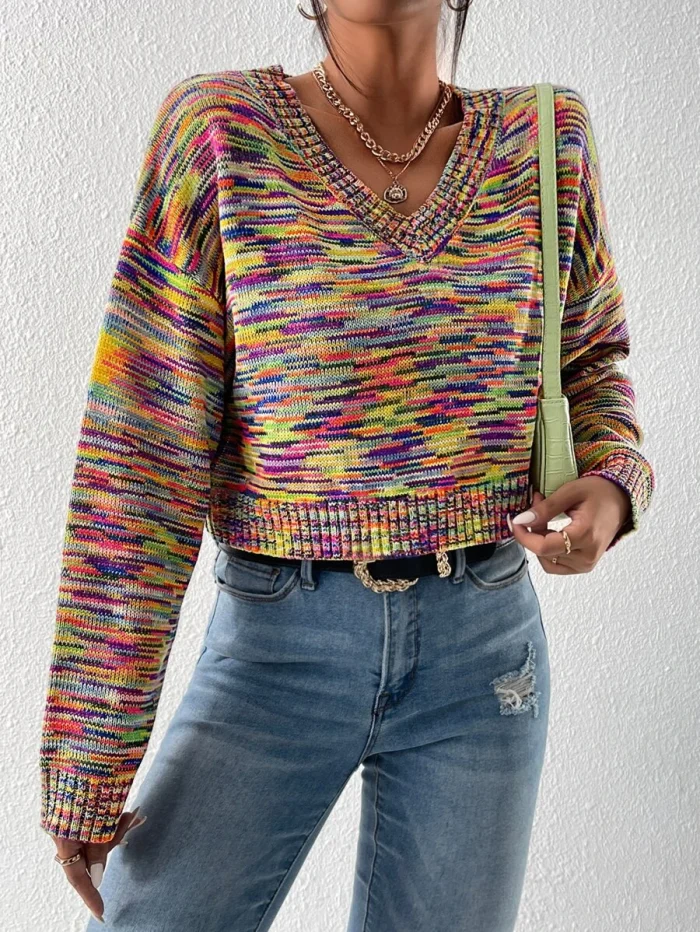 SHEIN EZwear Space Dye Drop Shoulder Sweater - Image 4