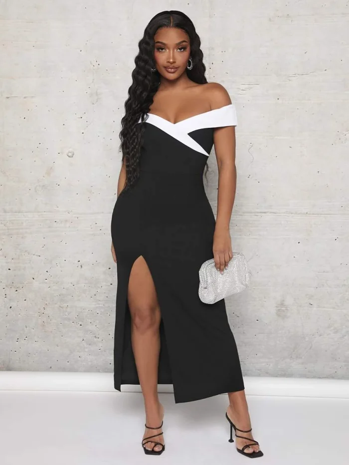 SHEIN SXY Off Shoulder Split Thigh Dress - Image 2