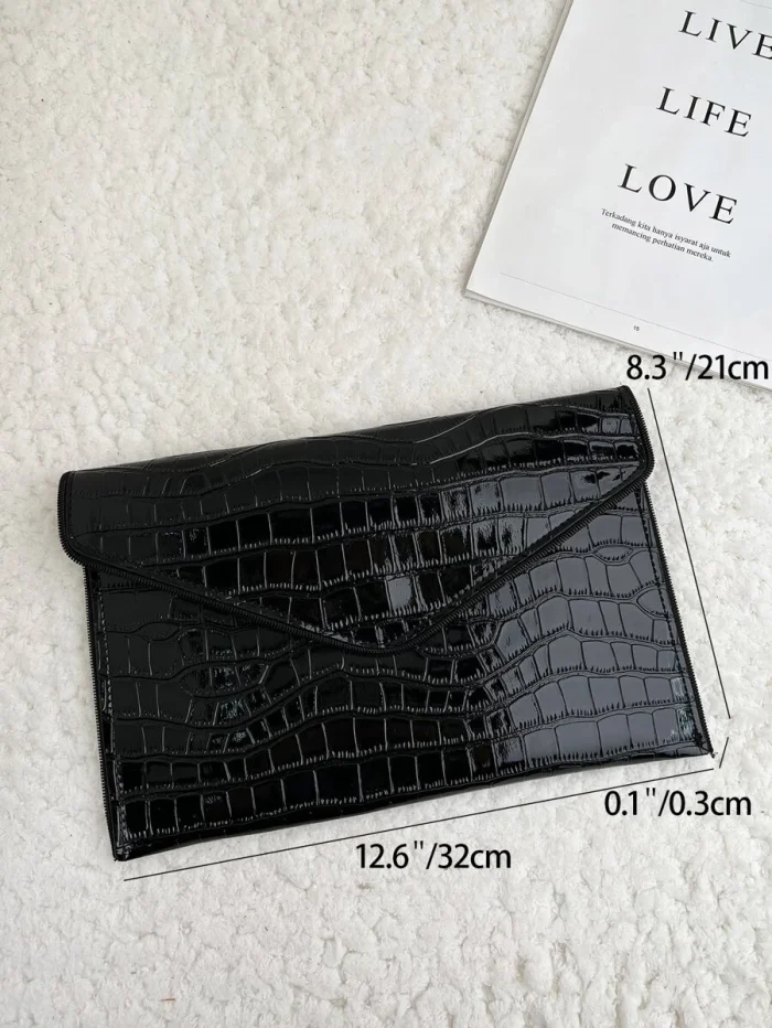 Crocodile Embossed Flap Square Bag - Image 5