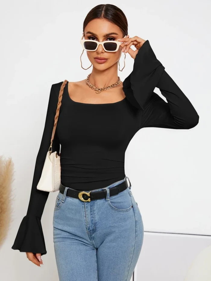 SHEIN BIZwear Scoop Neck Flounce Sleeve Tee - Image 2