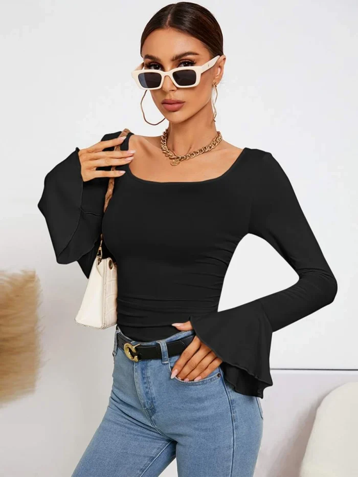 SHEIN BIZwear Scoop Neck Flounce Sleeve Tee