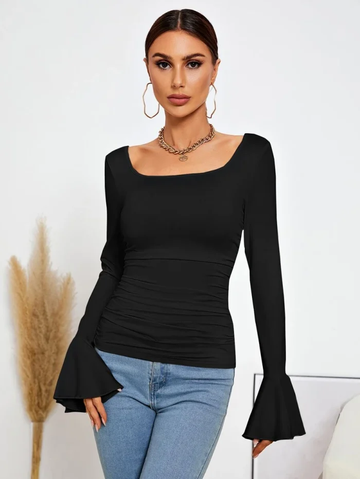 SHEIN BIZwear Scoop Neck Flounce Sleeve Tee - Image 4