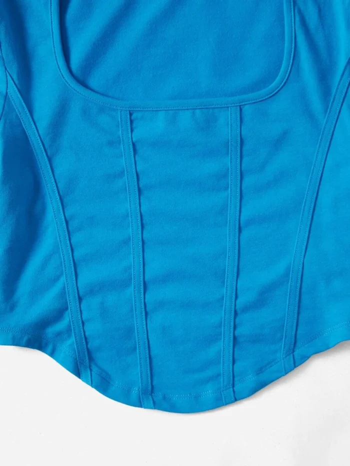 SHEIN EZwear Scoop Neck Asymmetrical Hem Crop Tee - Image 4
