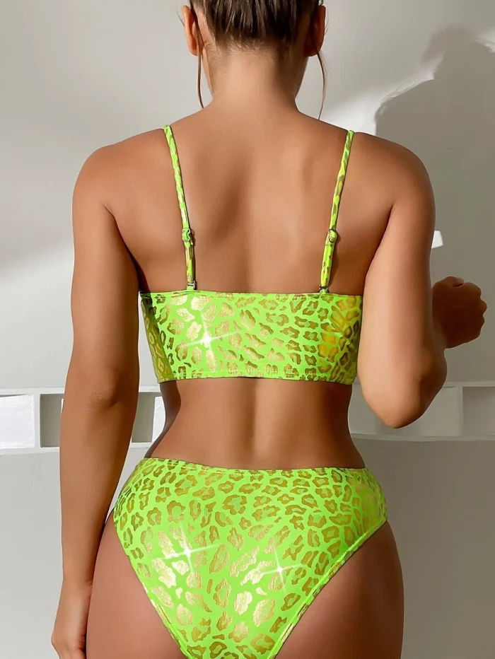 Leopard Print Push Up Bikini Swimsuit - Image 2