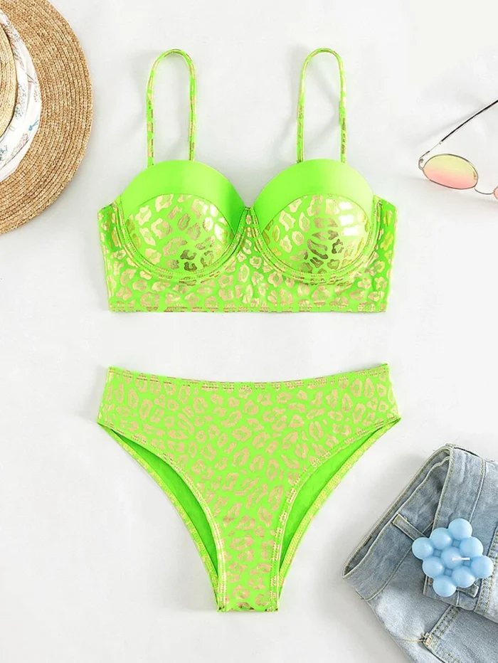 Leopard Print Push Up Bikini Swimsuit - Image 6