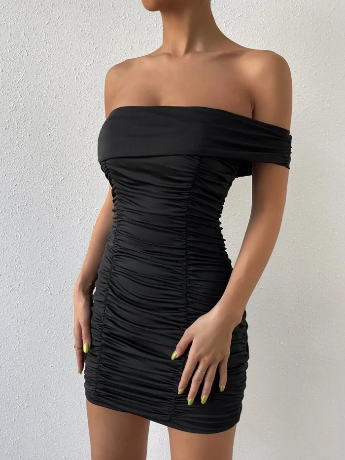 One Shoulder Ruched Bodycon Dress - Image 4