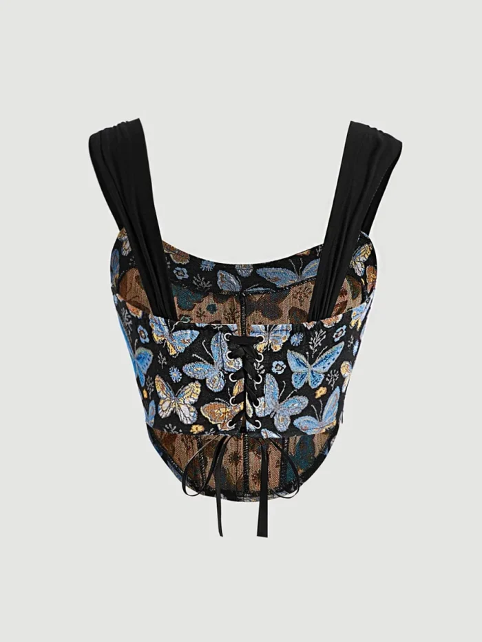 SHEIN MOD Butterfly Print Hanky Hem Crop Top - Image 5