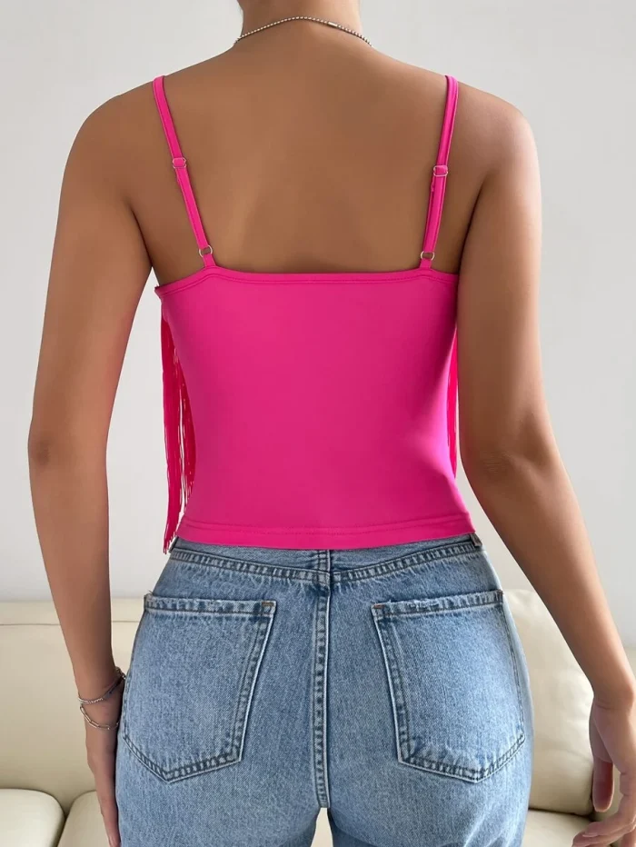 SHEIN SXY Solid Fringe Trim Cami Top - Image 2