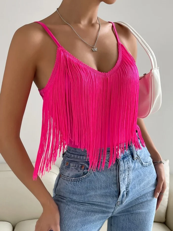SHEIN SXY Solid Fringe Trim Cami Top - Image 5
