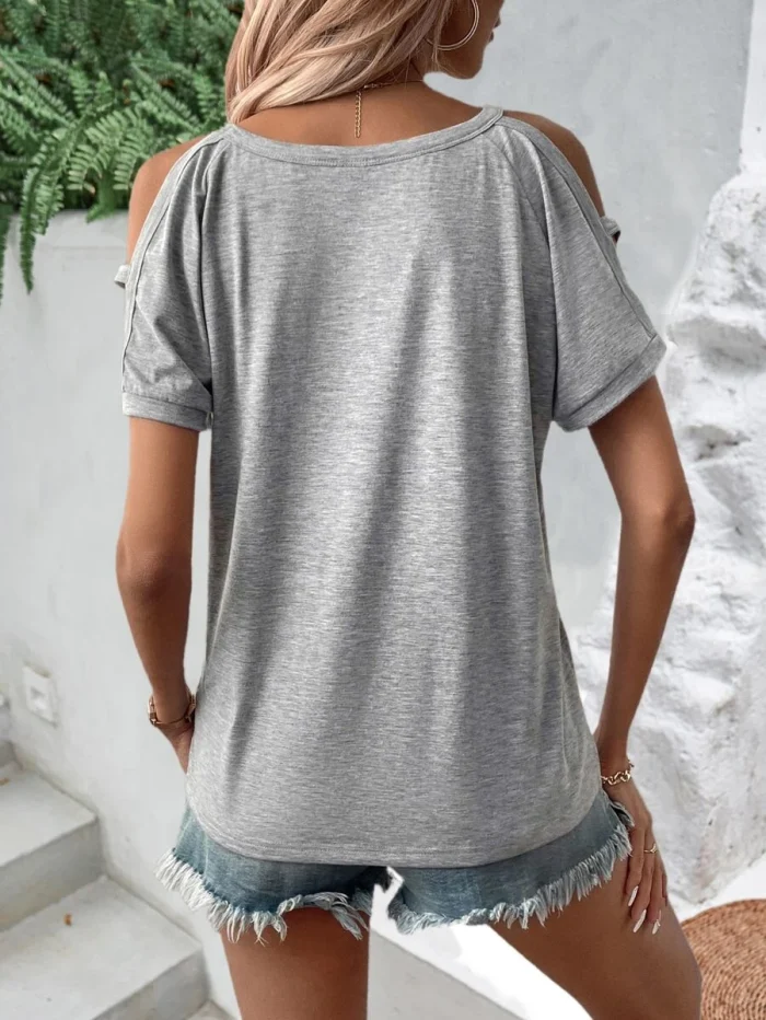 Cut Out Cold Shoulder Tee - Image 2